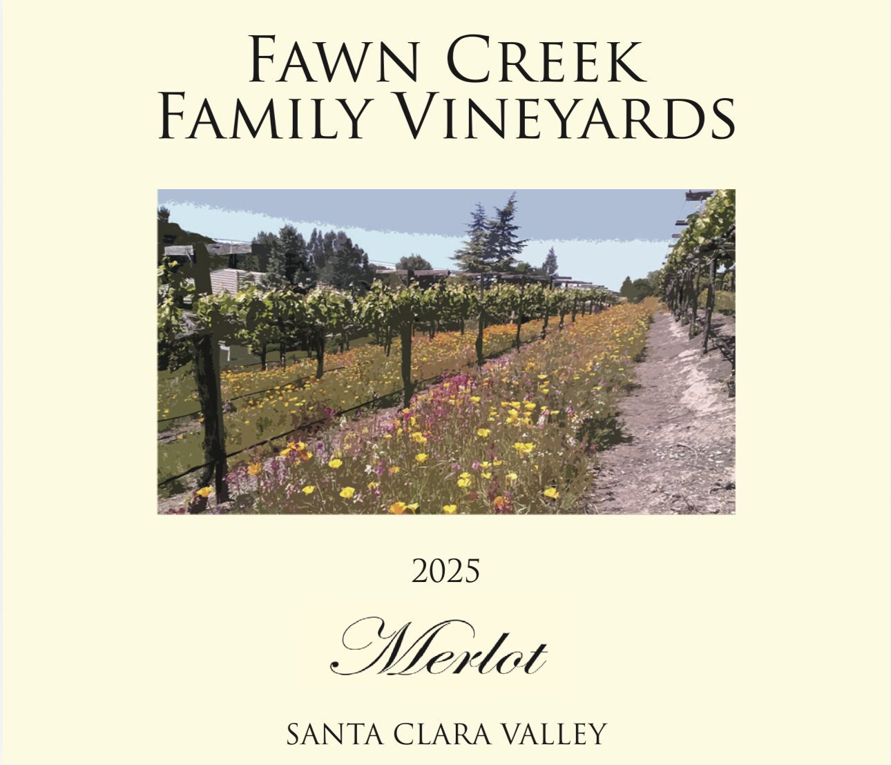 Fawn Creek Family Vineyards Merlot wine label