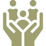Hands supporting family icon