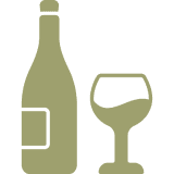 Wine bottle and glass icon